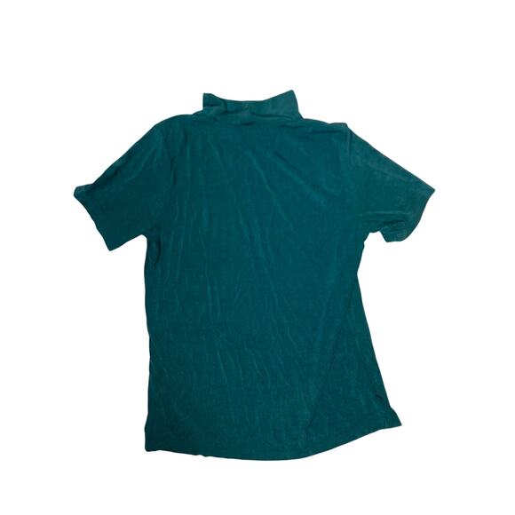 Vintage Teal Turquoise Shimmery Turtleneck Top Women’s Medium Stretchy Retro - Picture 4 of 5